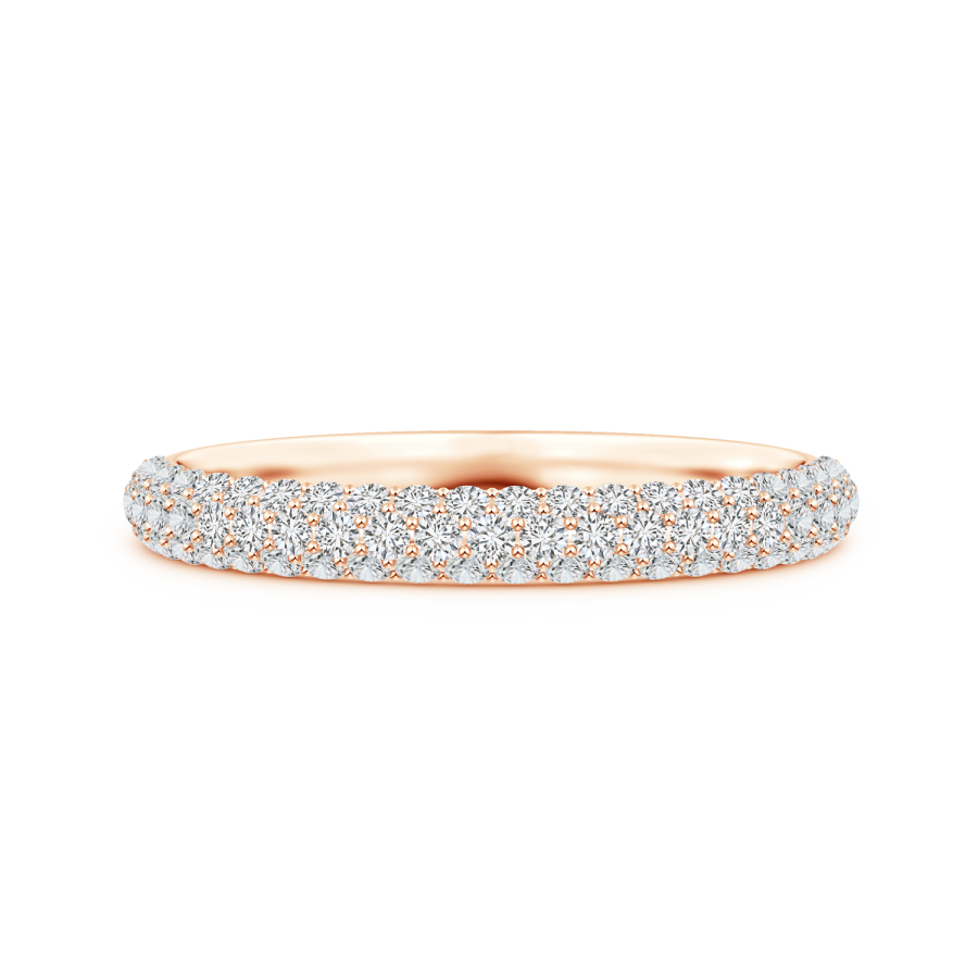 Triple Row Lab Grown Diamond Dome Wedding Band - Main Image
