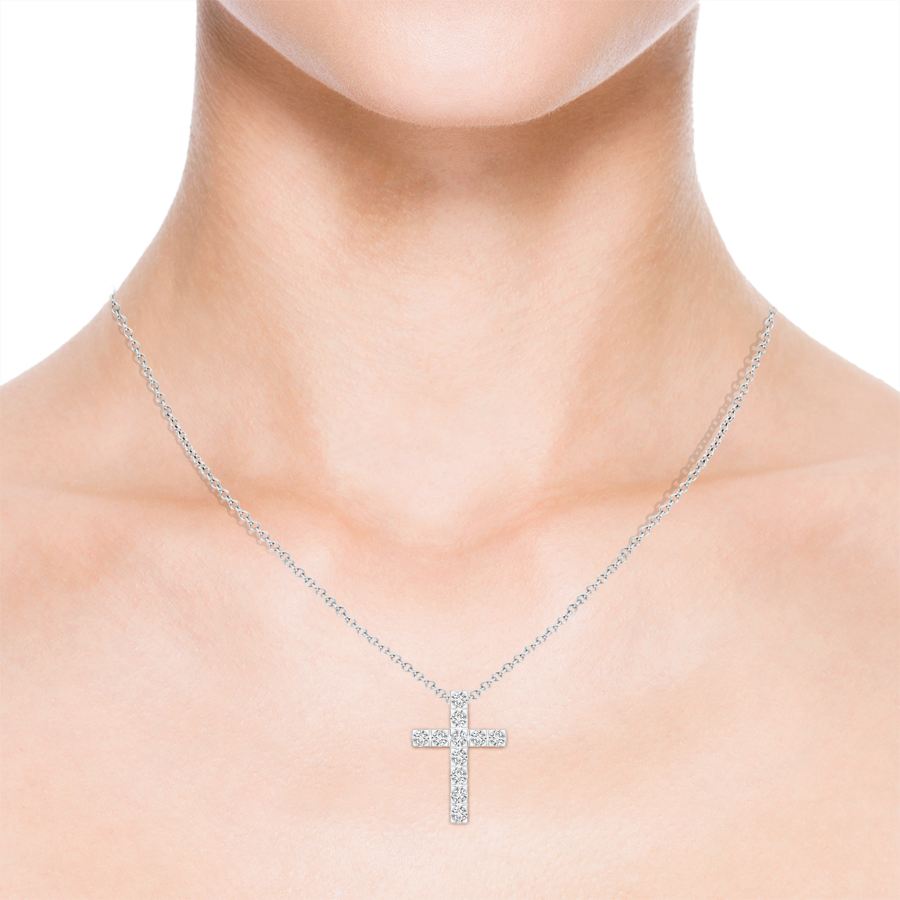 Round Lab Grown Diamond Cross Pendant Pure Ignis