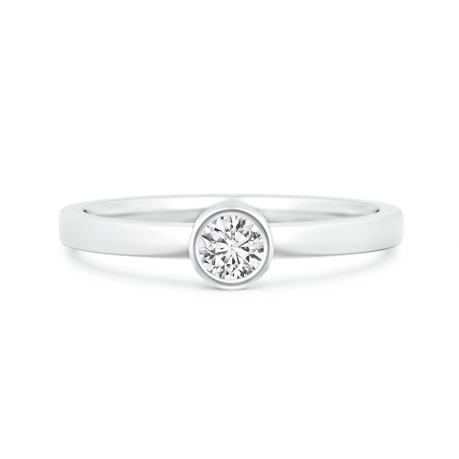 Bezel-Set Solitaire Round Lab Grown Diamond Stackable Ring - Main Image