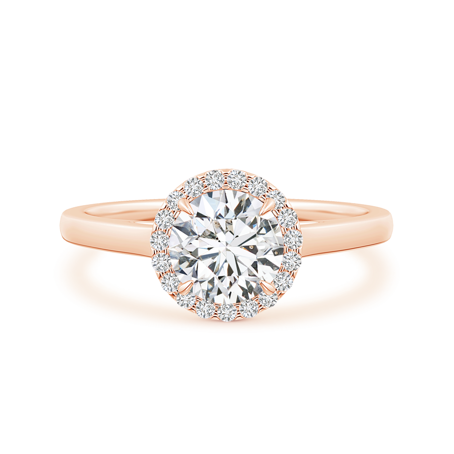 Cathedral Round Lab Grown Diamond Halo Ring with Claw-Setting - Main Image