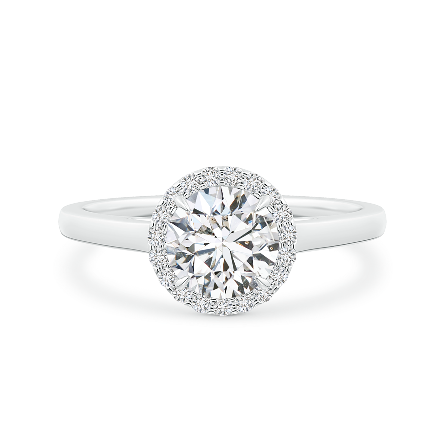 Cathedral Round Lab Grown Diamond Halo Ring with Claw-Setting - Main Image