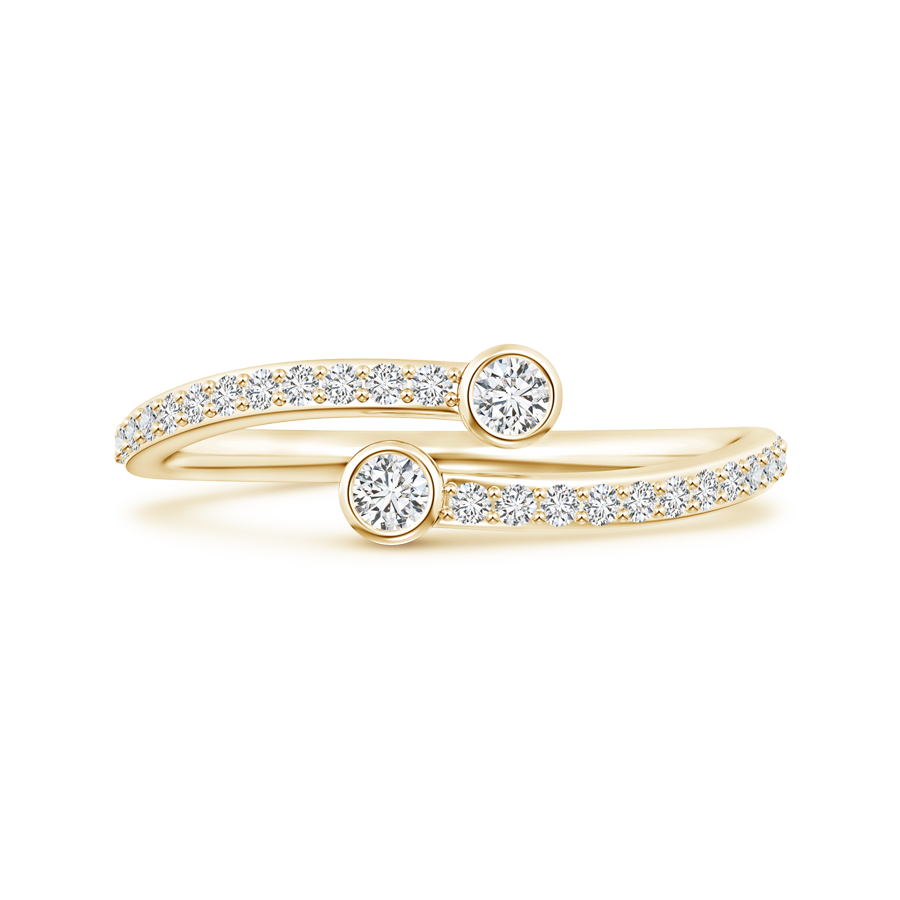 Two Stone Bezel-Set Lab Grown Diamond Bypass Ring - Main Image