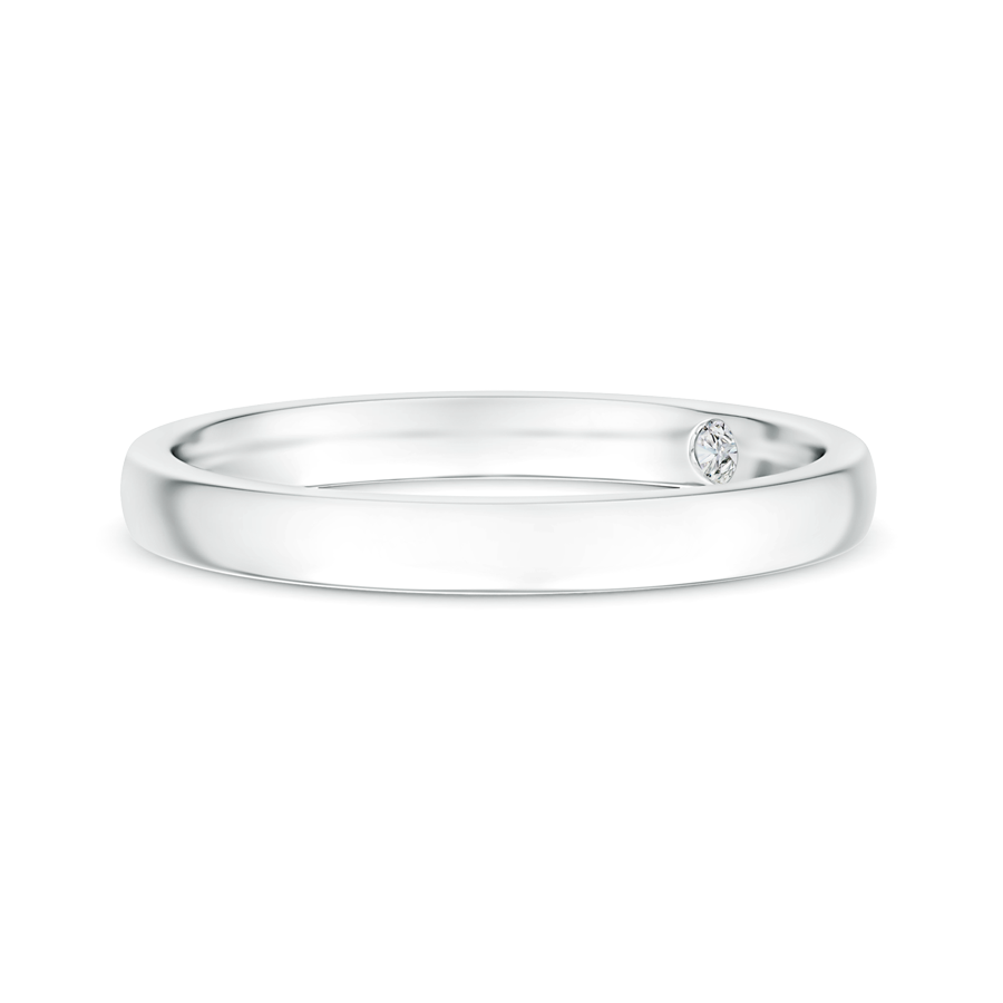 Plain wedding band with Lab Grown Secret Diamond - Main Image