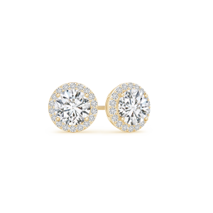 Vintage Inspired Round Lab Grown Diamond Halo Stud Earrings