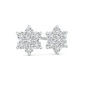 Flower Shaped Lab Grown Diamond Cluster Stud Earrings