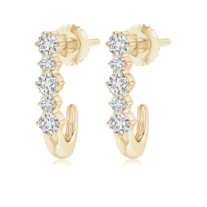 Five Stone Lab Grown Diamond J-Hoop Earrings