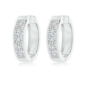 Channel Set Round Lab Grown Diamond Hoop Earrings