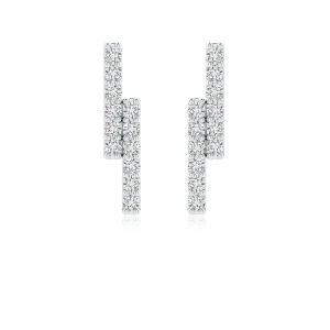 Lab Grown Diamond Double Uneven Bar Stud Earrings