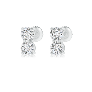 Round Lab Grown Double Diamond Stud Earrings