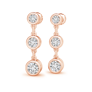 Three Stone Lab Grown Diamond Drop Earrings