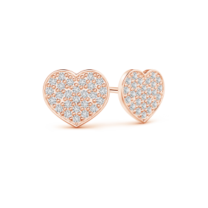 Pave Set Lab Grown Diamond Heart Stud Earrings