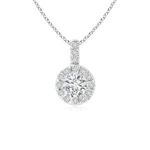 Vintage Inspired Lab Grown Diamond Halo Pendant with Diamond Bale