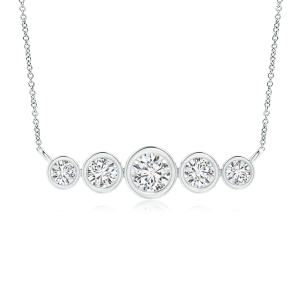 Five Stone Bezel-Set Lab Grown Diamond Trapeze Necklace