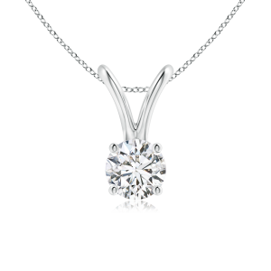 Round Lab Grown Diamond Solitaire Pendant with V-bale