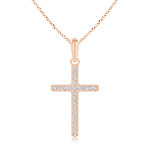 Lab Grown Diamond Latin Cross Necklace with Milgrain