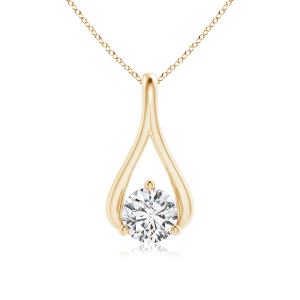 Solitaire Lab Grown Diamond Wishbone Drop Pendant