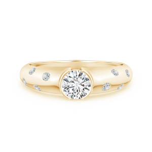 Semi Bezel Dome Lab Grown Diamond Ring with Accents