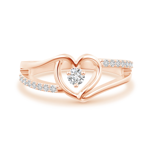 Round Lab Grown Diamond Heart Split Shank Ring