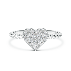 Lab Grown Diamond Heart Cluster Ring with Beaded Shank