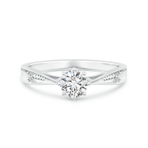 Tapered Shank Lab Grown Diamond Solitaire Ring with Accents