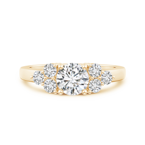 Round Lab Grown Diamond Solitaire Ring With Trio Accents