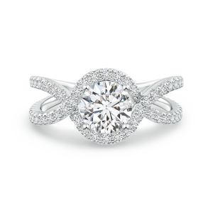 Vintage Inspired Lab Grown Diamond Split Shank Halo Ring