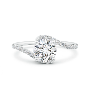 Round Lab Grown Solitaire Diamond Bypass Ring with Twisted Shank