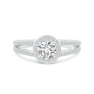 Round Lab Grown Diamond Split Shank Ring with Halo