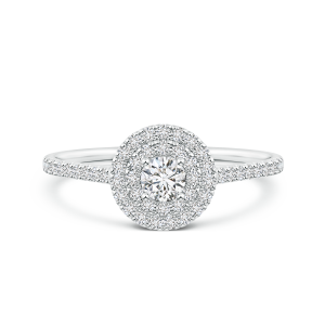 Round Lab Grown Diamond Double Halo Engagement Ring