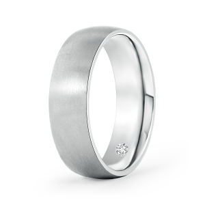 Classic Matte Finish Low Dome Wedding Band with Lab Grown Secret Diamond