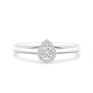 Pear-Framed Floating Round Lab Grown Diamond Halo Ring