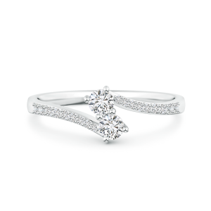 Two Stone Lab Grown Diamond Bypass Ring with Accents