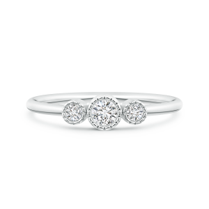 Bezel Set Lab Grown Diamond Three Stone Promise Ring