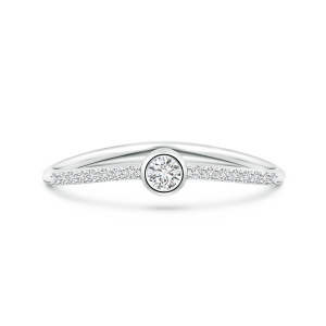 Bezel Set Lab Grown Diamond Wave Promise Ring