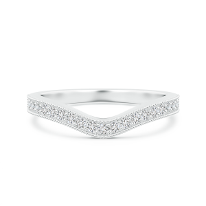 Lab Grown Diamond Indented Semi Eternity Wedding Band