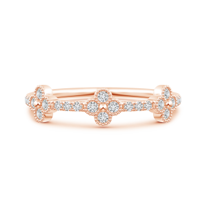 Lab Grown Diamond Clover Link Wedding Band with Milgrain