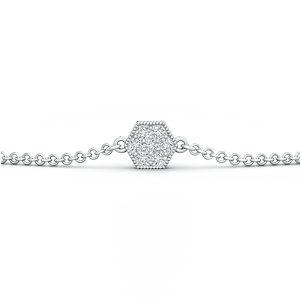 Pave Set Lab Grown Diamond Hexagon Station Bracelet