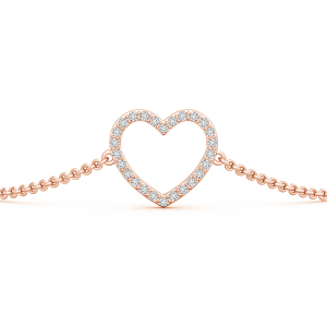 Lab Grown Diamond Studded Open Heart Link Bracelet