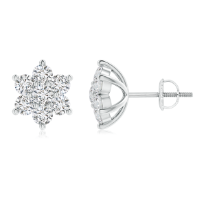 Flower Shaped Lab Grown Diamond Cluster Stud Earrings