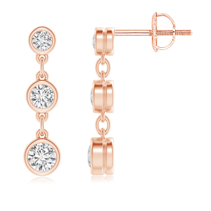 Three Stone Lab Grown Diamond Drop Earrings