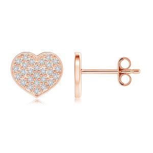 Pave Set Lab Grown Diamond Heart Stud Earrings