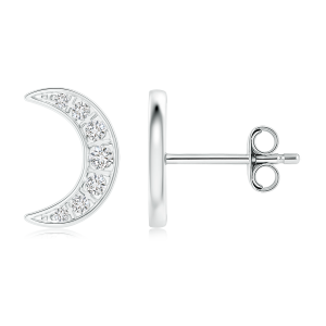 Lab Grown Diamond Crescent Moon Stud Earrings