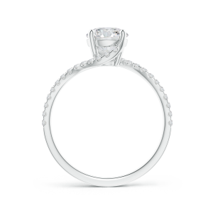 Round Lab Grown Solitaire Diamond Bypass Ring with Twisted Shank