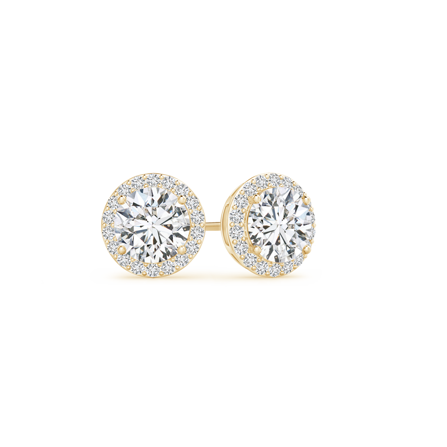 Vintage Inspired Round Lab Grown Diamond Halo Stud Earrings