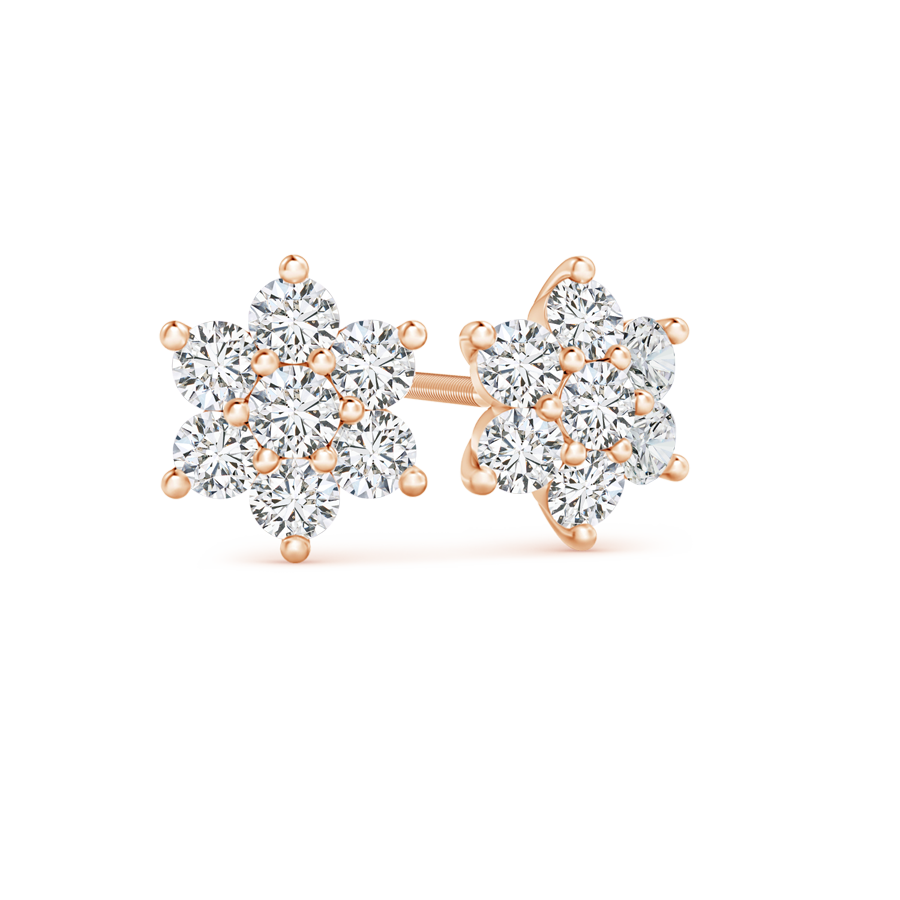 Flower Shaped Lab Grown Diamond Cluster Stud Earrings