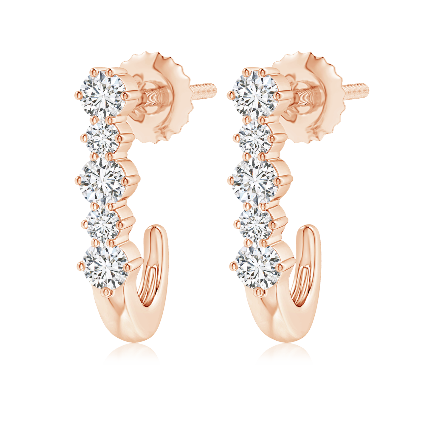 Five Stone Lab Grown Diamond J-Hoop Earrings
