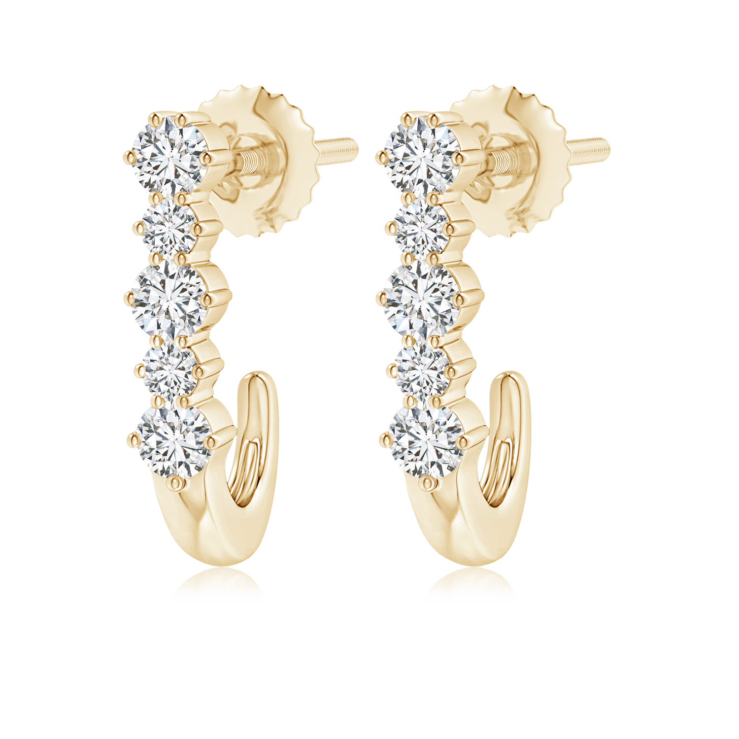 Five Stone Lab Grown Diamond J-Hoop Earrings