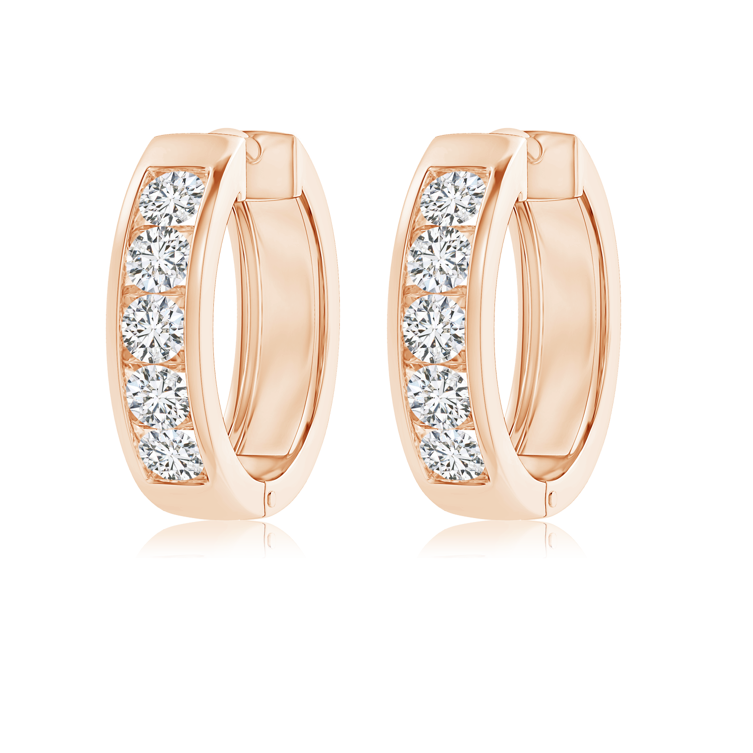 Channel Set Round Lab Grown Diamond Hoop Earrings