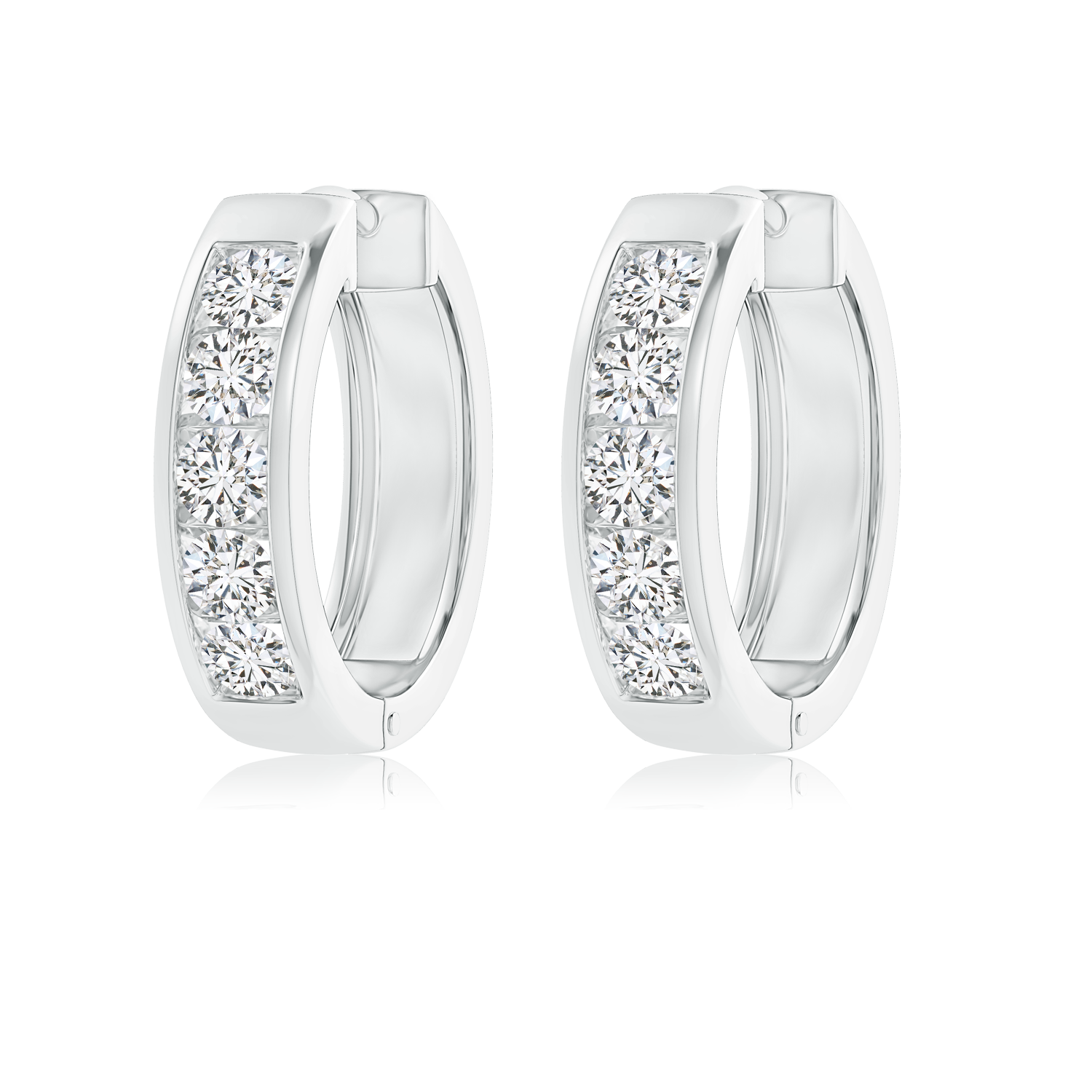 Channel Set Round Lab Grown Diamond Hoop Earrings