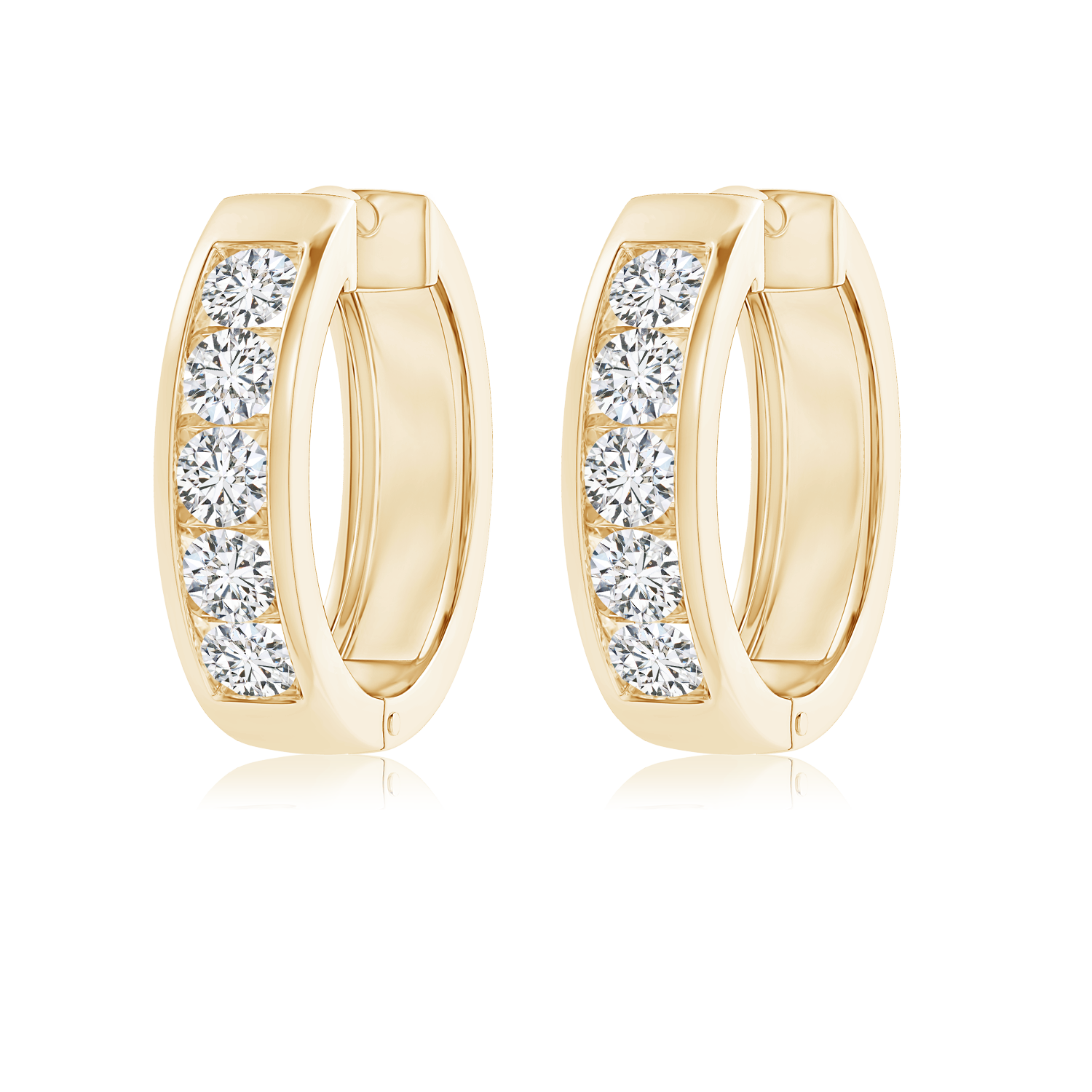 Channel Set Round Lab Grown Diamond Hoop Earrings